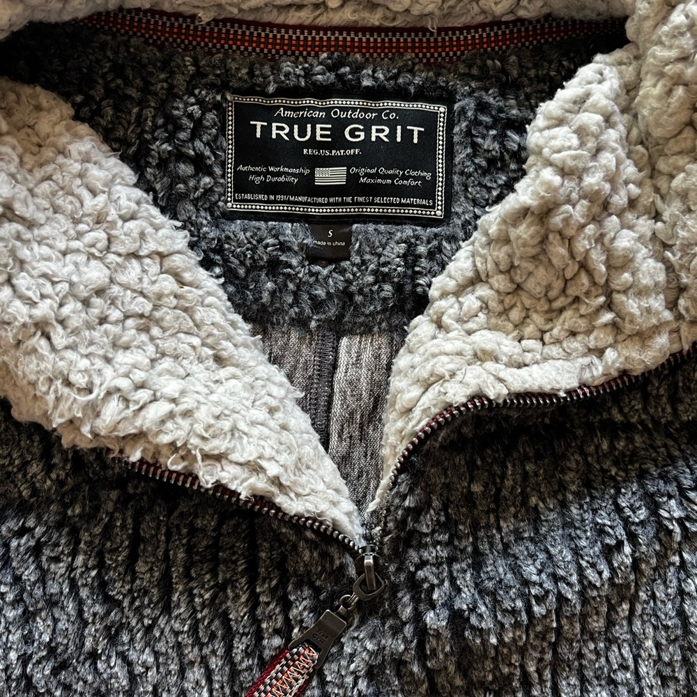 True Grit Charcoal and Cream Fleece Jacket